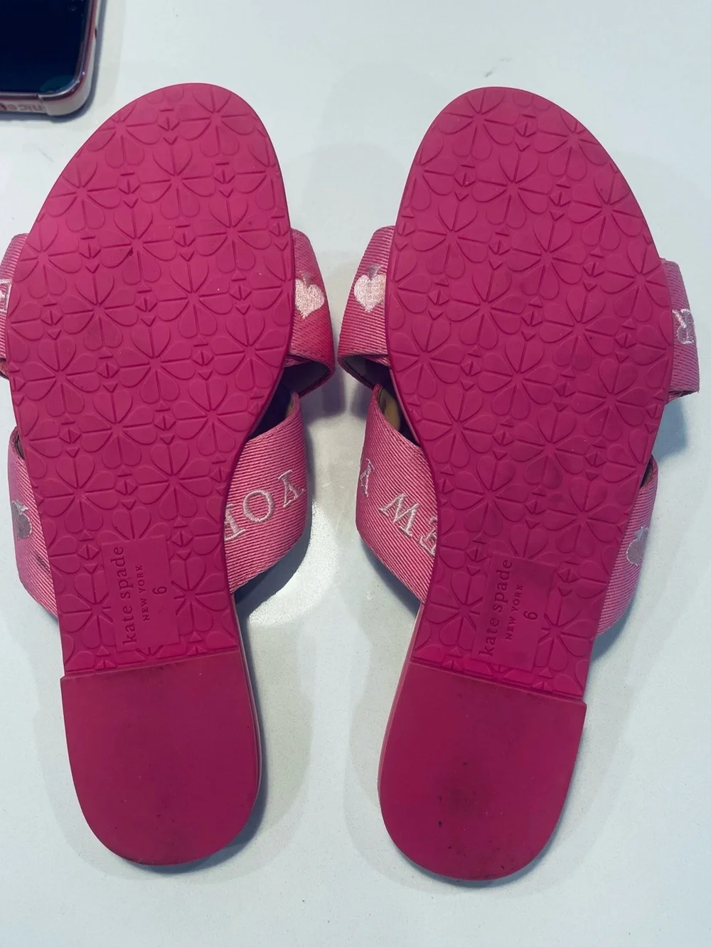 kate spade Hot Pink Crossband Logo Slide Sandals size 6